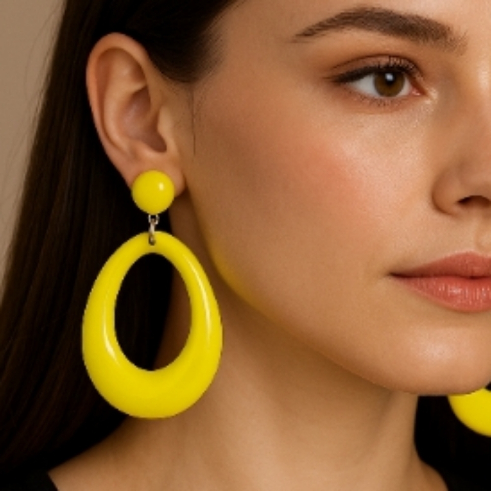 Vibrant Acrylic yellow drop earrings 3"